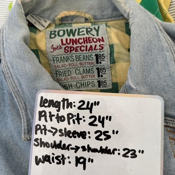 BUGLE BOY X VTG 90'S Joe's Grill Denim advertisement Jacket Hard Times Special L - Picture 7 of 7